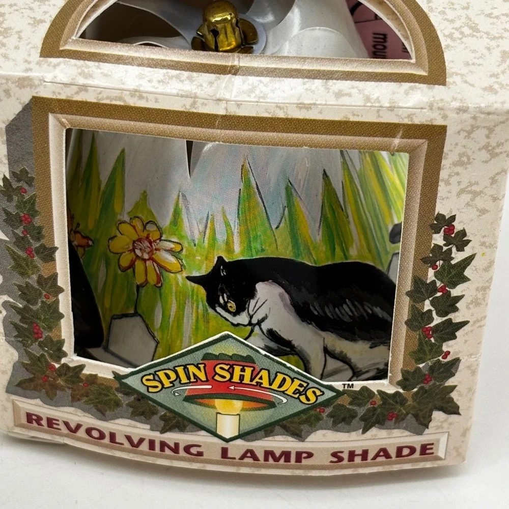 Vintage Spin Shades Revolving Lamp Shade Set Cat Cherub Seagull Pansy 4 Pack